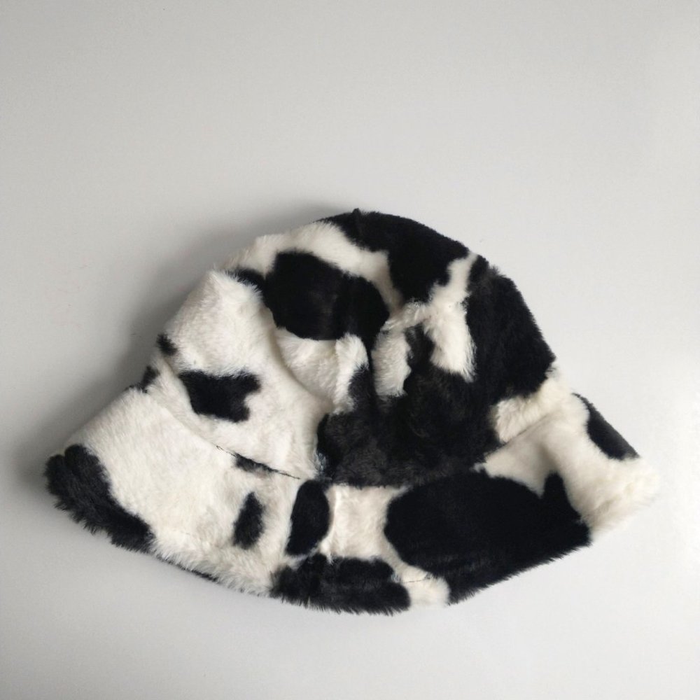 Faux Fur Cow Bucket Hat